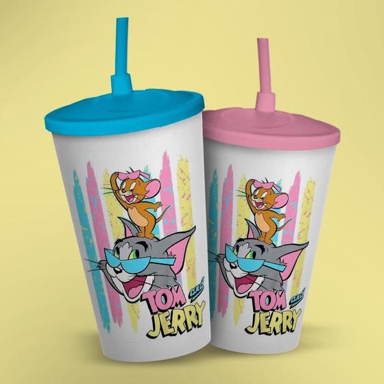 Imagem de Copo ECO com Tampa e Canudo Tom e Jerry