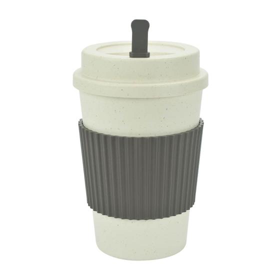 Imagem de Copo Fibra Bambu Com Mexedor Marrom 450ML