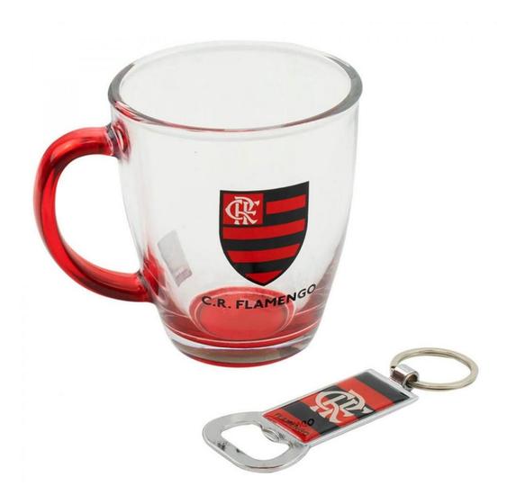 Imagem de Copo Flamengo de Vidro Com Abridor 370ml Oficial