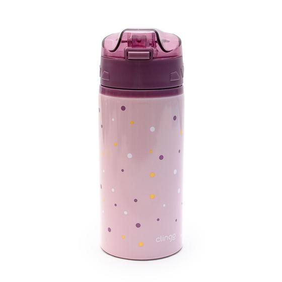 Imagem de Copo Garrafa Infantil Alumínio 580ml Canudo silicone Clingo - Rosa