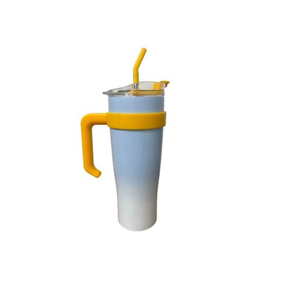 Imagem de Copo Garrafa Térmico Com Alça Capacidade 1200ml Canudo Tampa Colorido