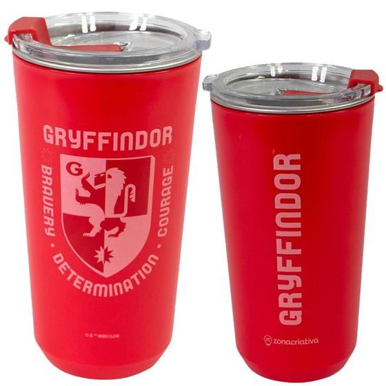 Imagem de Copo Grifinória Gryffindor Vermelho Térmico Quente Gelado 500ml Com Tampa Oficial Harry Potter