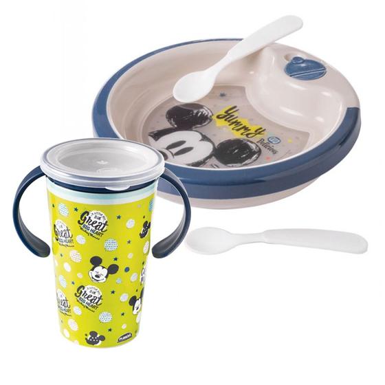 Imagem de Copo Infantil Antivazamento 280ML e Prato Térmico Infantil com ventosa com 2 Colheres