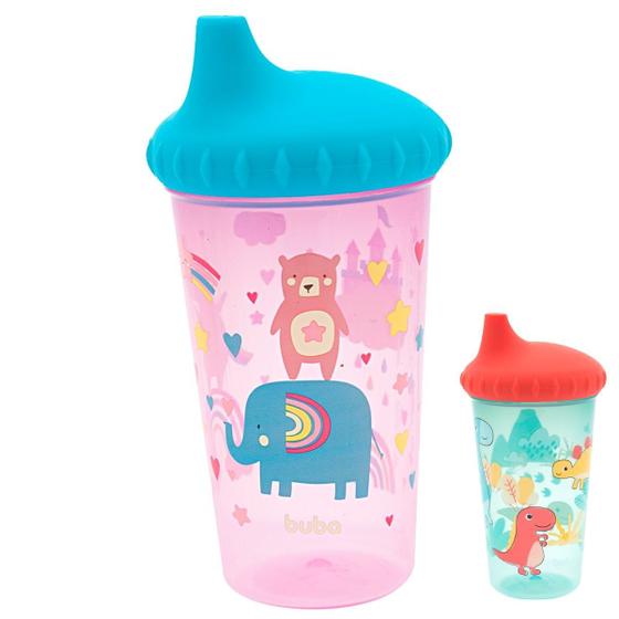 Imagem de Copo Infantil Antivazamento 300 ml Bico Rígido Bebê Treinamento Treino Água Suco Leite - Buba Baby