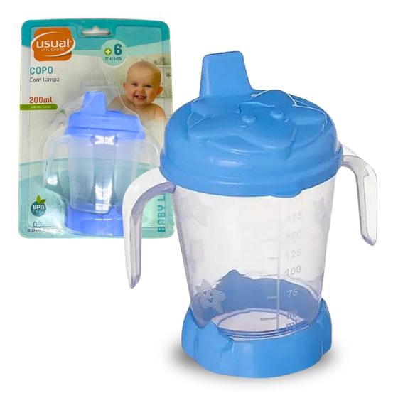 Imagem de Copo Infantil com Bico e Alça Baby Azul Usual Utilidades