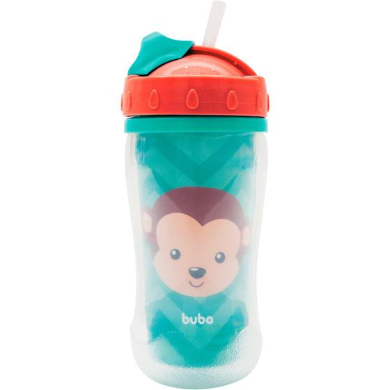 Imagem de Copo Infantil Parede Dupla e Canudo Macaco 320ml Buba