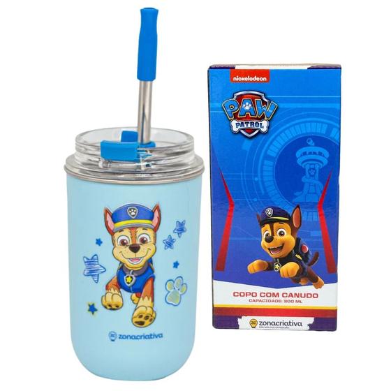 Imagem de Copo Inox c/ Canudo e Tampa 300ML PATRULHA CANINA CHASE - ZC