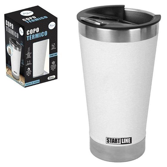 Imagem de Copo Inox Térmico  com Tampa 520 ml Branco - Start Line