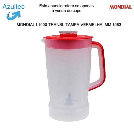 Imagem de COPO LIQUIDIFICADOR MONDIAL L1000 - TAMPA VERMELHA Código: 5507