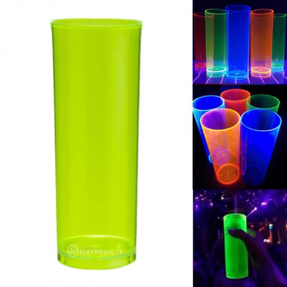 Imagem de Copo Long Drink Em Acrílico Transparente Verde Neon Balada 280ml - 25341