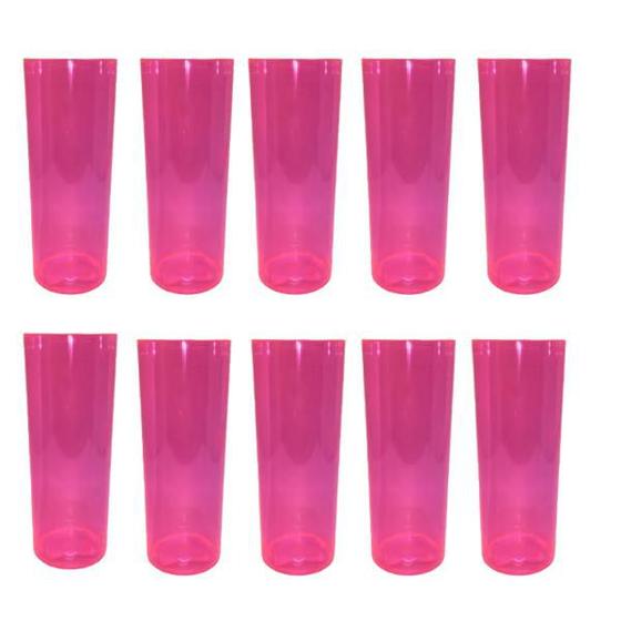 Imagem de Copo Long Drink Rosa Translucido 10 Unidades