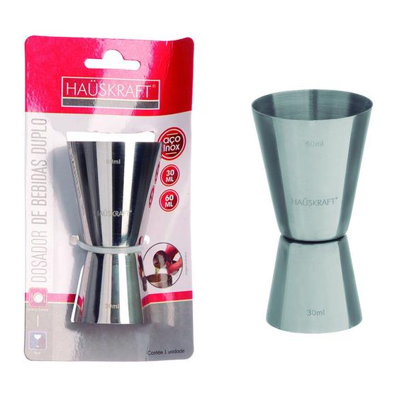 Copo Medidor Bebidas Drinks Dosador Duplo Inox 30Ml / 60Ml Menor preço em Copo Medidor Bebidas Drinks Dosador Duplo Inox 30Ml / 60Ml