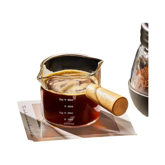 Imagem de Copo Medidor de Café Expresso de Vidro (75ml) com Alça Dupla e Boca Única