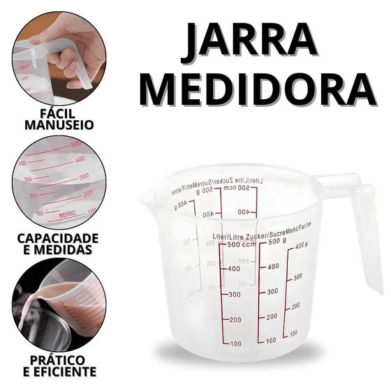 Imagem de Copo Medidor De Cozinha Jarra Medidora De Plástico Copos De Medida  Dosador Receitas Utensílios