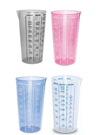 Imagem de Copo Medidor Graduado Dosador Color Receitas 500ml - Xícara, Ml, Gramas, Açúcar
