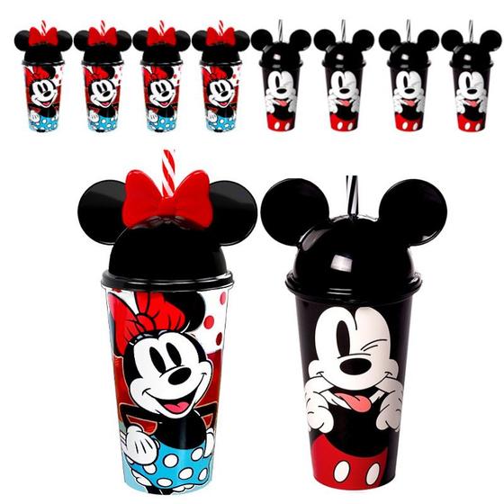 Imagem de Copo Mickey e Minnie Com Orelhas para Festa Infantil Kit 10 Unidades