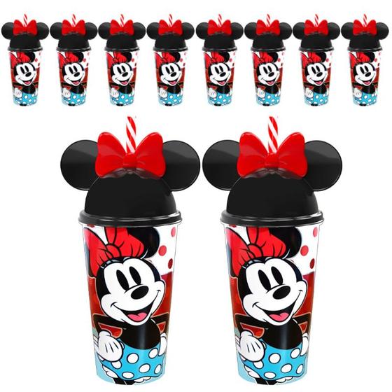 Imagem de Copo Mickey e Minnie Com Orelhas para Festa Infantil Kit 10 Unidades