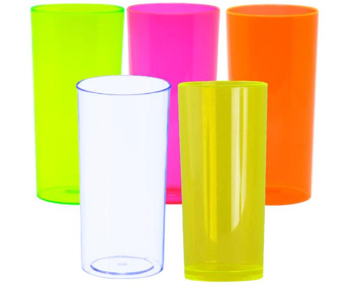 Imagem de Copo Neon Long Dring 320 Ml Acrílico Kit Com 100 Unidades