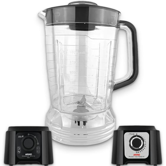 Copo para Arno Liquidificador Power Max 1000w e Arno Multi Chef 600w 4 em 1 Cristal Tampa Preta Menor preço em Copo para Arno Liquidificador Power Max 1000w e Arno Multi Chef 600w 4 em 1 Cristal Tampa Preta