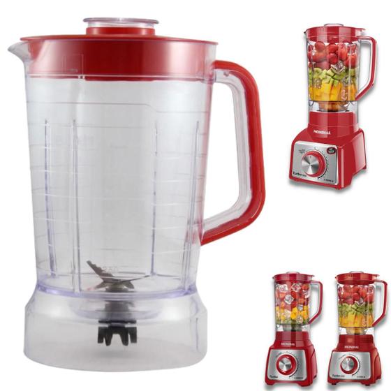 Copo para Liquidificador Mondial L1000 Cristal Tampa Vermelho Menor preço em Copo para Liquidificador Mondial L1000 Cristal Tampa Vermelho