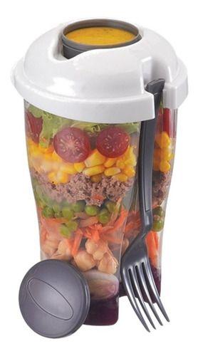 Imagem de Copo para Saladas 900ml com Garfo, Tampa e Reservatório para Molhos  - IZ1369