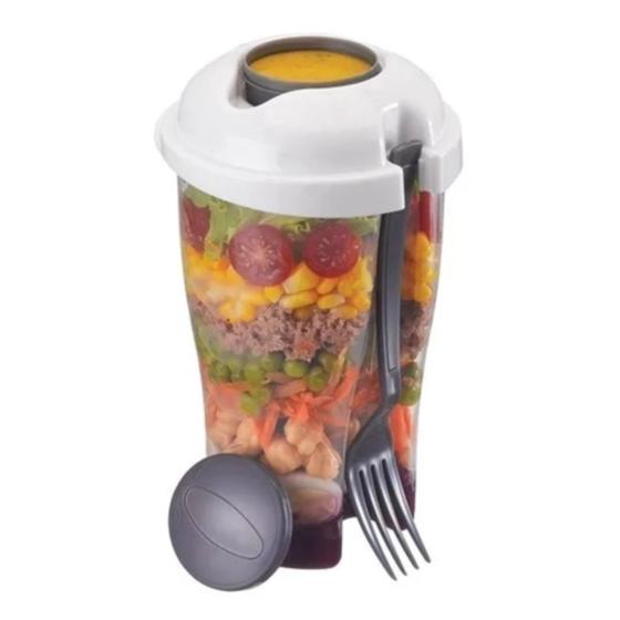 Imagem de Copo Para Saladas E Frutas C Garfo E Molheira 700ml