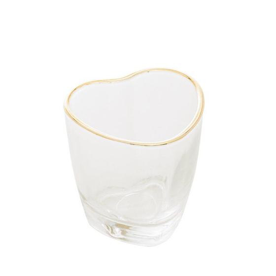Imagem de Copo Para Shot Em Vidro Coração Com Borda Dourada 50ML