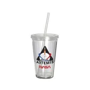 Imagem de Copo parede dupla com canudo em plástico Nasa Artemis 500ml