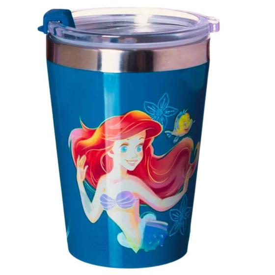 Imagem de Copo Pequena Sereia Térmico Quente Gelado 300ml Com Tampa Oficial Disney - Zona Criativa