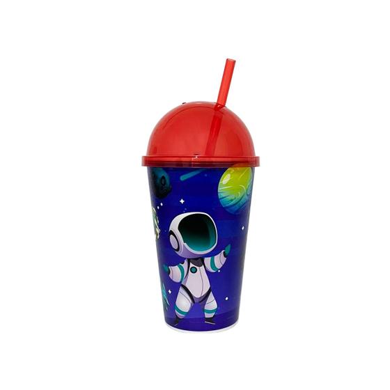 Imagem de Copo Personalizado 550ml com Canudo Tampa Sorvete Estampas Infantis e Divertidas