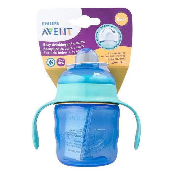 Imagem de Copo Philips Avent Easy Sip com Alças Bico de Silicone Azul 200ml