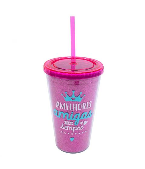 Imagem de Copo Pink Com Canudo Melhores Amigas 450ml
