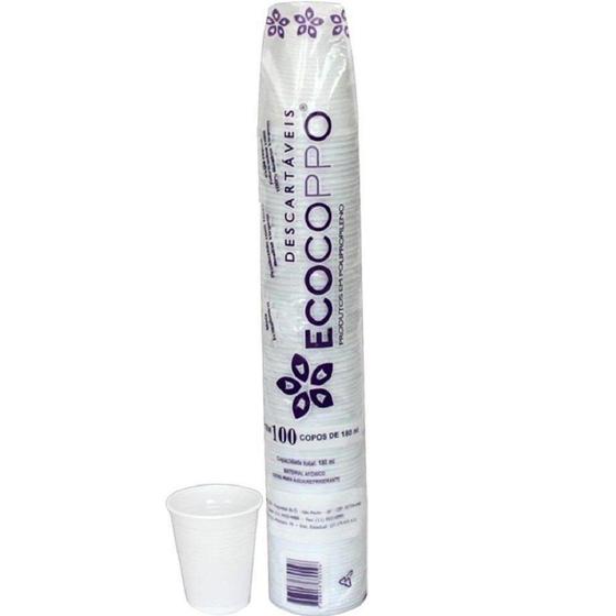 Imagem de Copo Plastico 180ml Branco PT 100 UN Ecocoppo