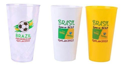 Imagem de Copo Plástico Brasil Copa Mundo Hexa Sortido Grande 550ml