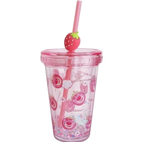 Imagem de Copo plástico com parede dupla e canudo disney lotso frutas 320 ml.