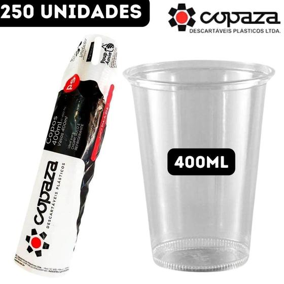 Imagem de Copo Plástico Descartável Copaza PS Liso Translúcido Suco Chopp - Linha Dia a Dia - 400ml - 250 Unidades