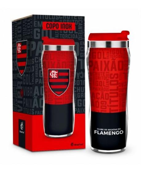 Imagem de Copo Plástico Inox New Flamengo Títulos C/Tampa