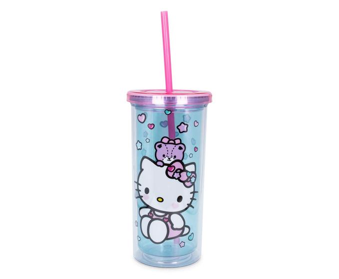 Imagem de Copo Sanrio Hello Kitty Stacked Donuts Carnival 600 ml com canudo
