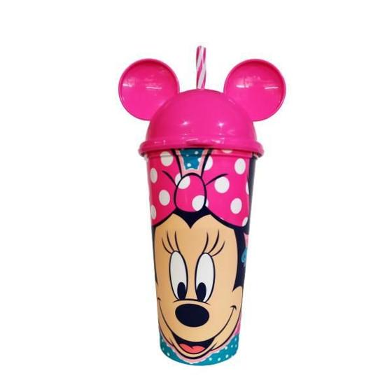 Imagem de Copo Shake Infantil Com Canudo E Orelhas Minnie Mouse 500Ml