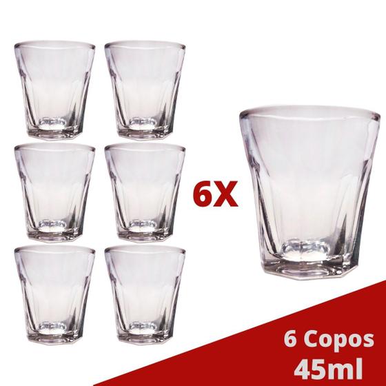 Imagem de Copo Shot Dose 45mL Vidro Cachaça Tequila Vodka Bar  6 un