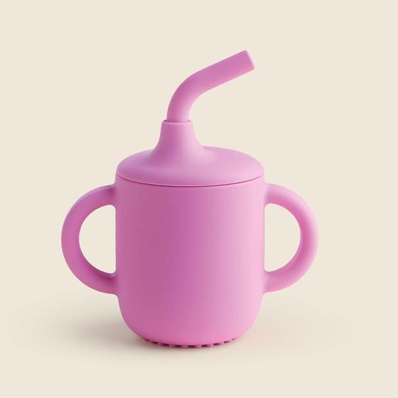 Imagem de Copo Silicone com Canudo Rosa - ABABY