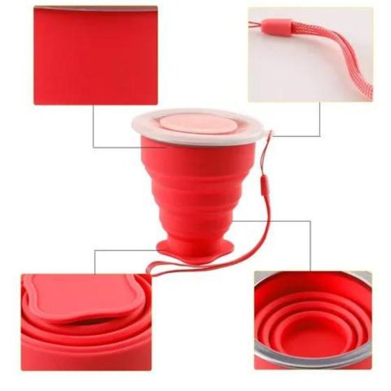 Copo Silicone Retrátil Dobrável C/ Tampa Reutilizável 200ml Menor preço em Copo Silicone Retrátil Dobrável C/ Tampa Reutilizável 200ml