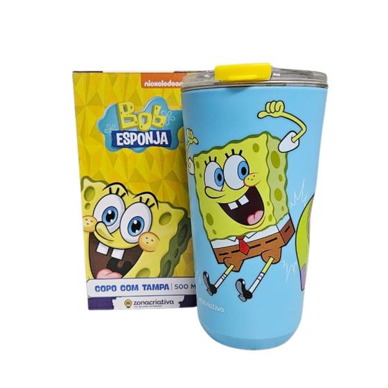 Imagem de Copo Sky 500Ml c/ Tampa Bob Esponja e Patrick Oficial