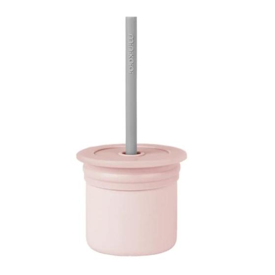 Imagem de Copo Snack com Canudo Silicone Sip + Snack Pink e Grey - Minikoioi