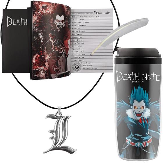 Copo Squeeze Death Note Colar L + Pena Coleção Anime Geeks