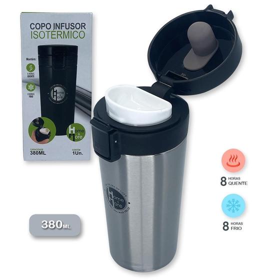 Imagem de Copo Térmico 380Ml Caneca Inox Com Infusor Para Chá E Café