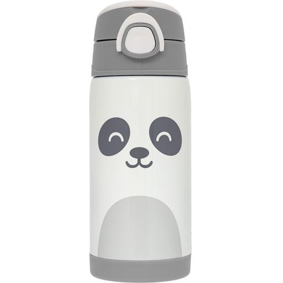 Imagem de Copo Térmico 400ML Com Parede Dupla em Aço Inoxidável e Canudo Gumy Branco - Hora do Lanche - Garrafinha Térmica - Buba