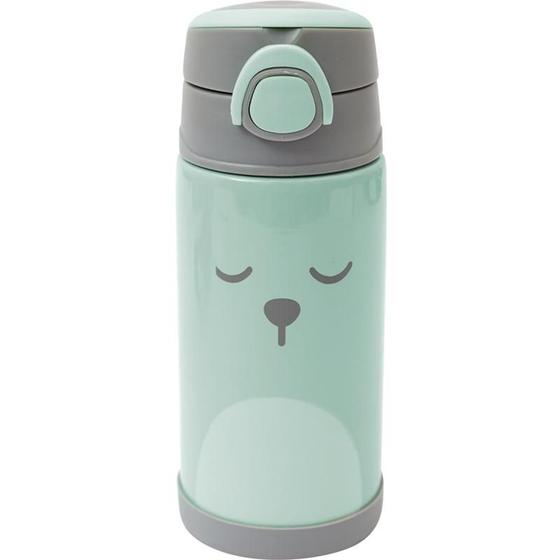 Imagem de Copo Térmico 400ML Com Parede Dupla em Aço Inoxidável e Canudo Gumy Verde - Hora do Lanche - Garrafinha Térmica - Buba