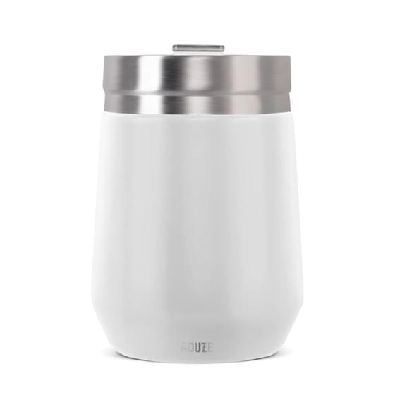 Imagem de Copo Térmico Aduze Cuia Prime Branco Fosco com Tampa Abre e Fecha 300ml