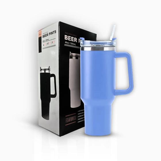 Imagem de Copo Térmico Azul Claro 1200ml Isolamento Vácuo Lançamento